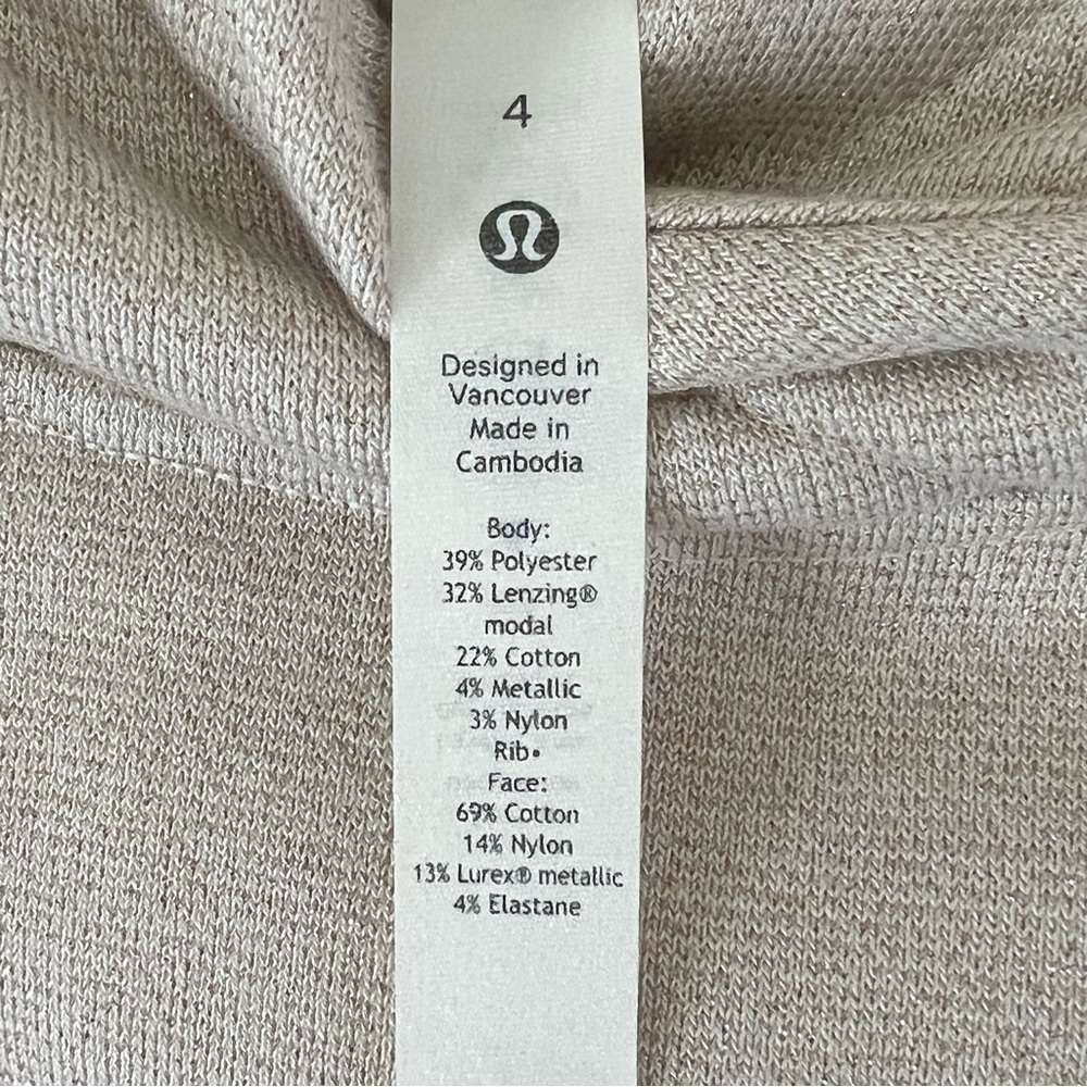 New Lululemon Loungeful Cropped Hoodie Spark 4 Beige Gold Bone Sweatshirt Crop - Picture 11 of 16